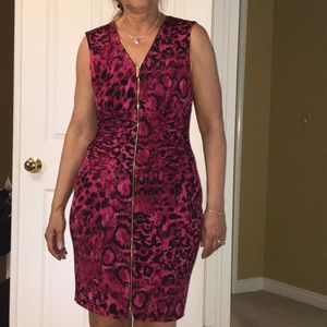 Cachè Pink and Black Snake Print Dress